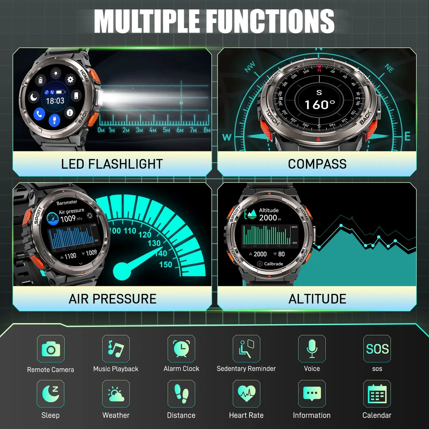 EIGIIS KE5 Smartwatch With Compass Altimeter Barometer