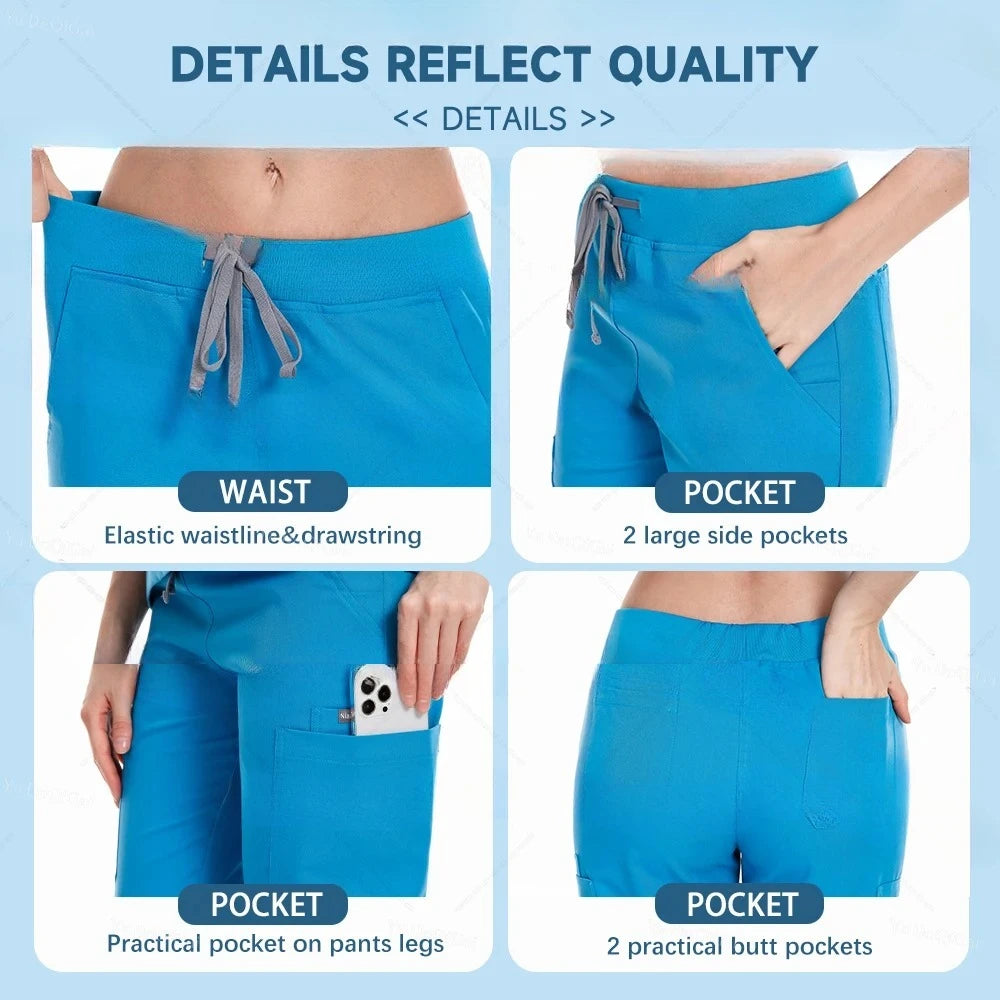 Unisex Nurse Scrubs Uniform Set Jogger Pants Medical Workwear
