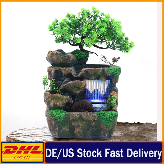 Indoor Room Fountain Waterfall Decor With LED Lighting Zen Meditation