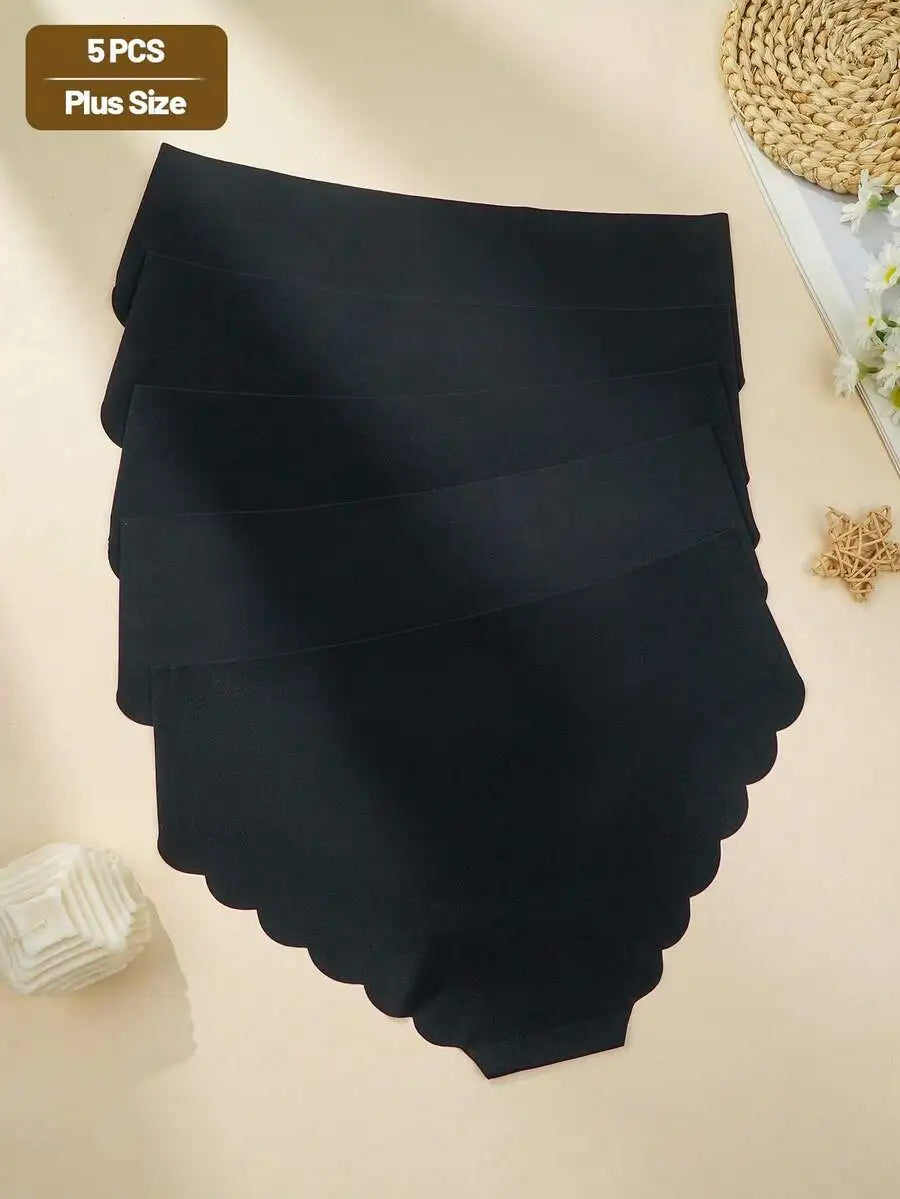 Breathable Ice Silk Briefs For Women With Scallop Trim
