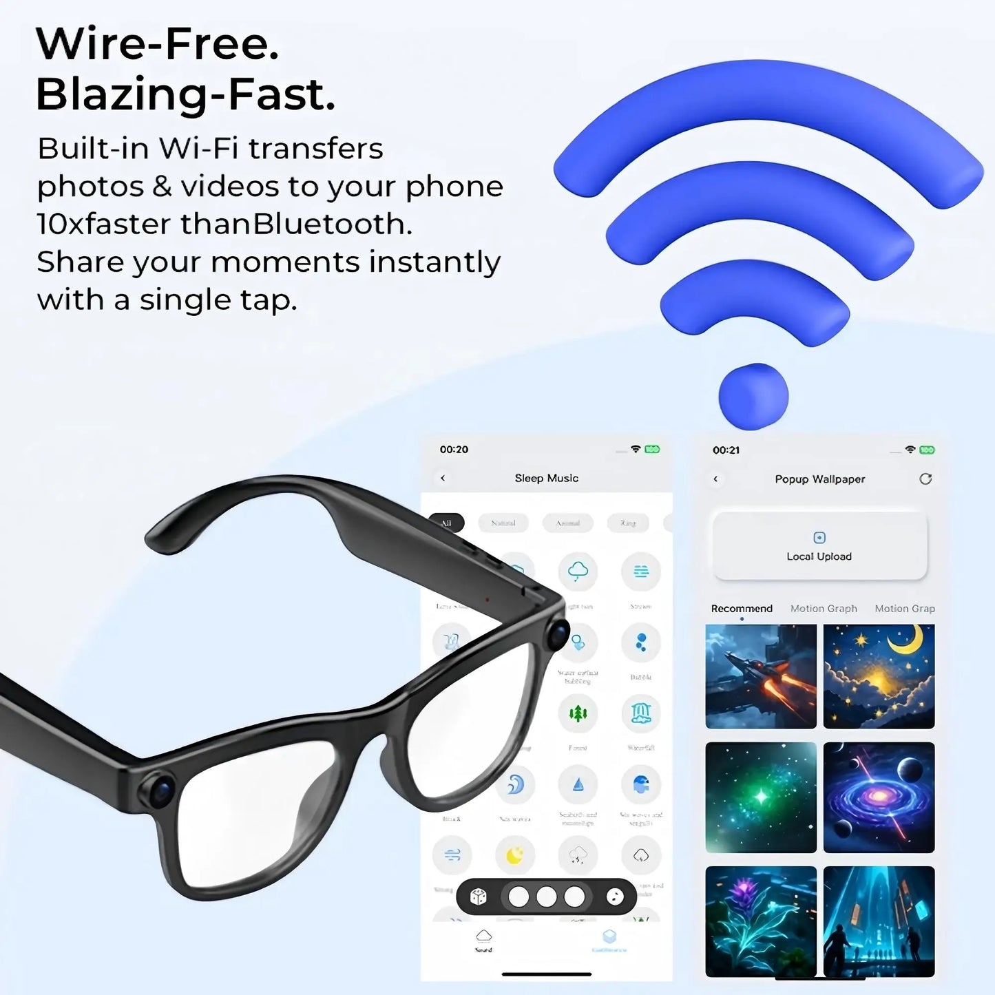 Giinova Smart Camera Glasses Video Eyewear Dual Microphone Translation