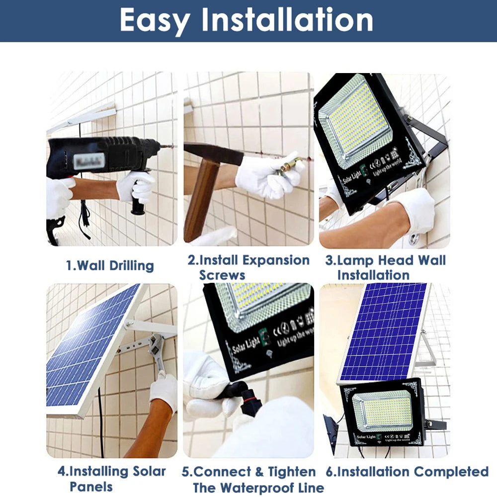 2 Head 500W Solar LED Flood Light For Outdoor Garden