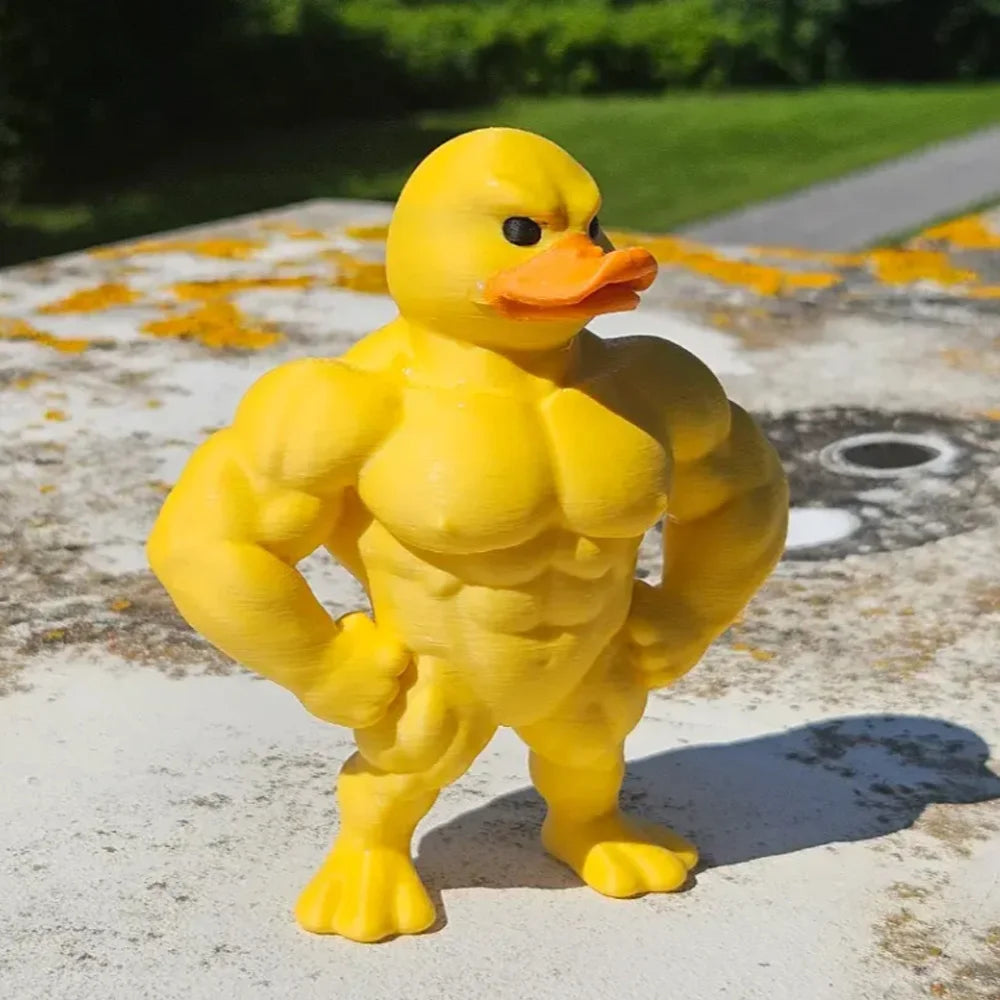 Muscle Duck Statue 3D Desktop Decor Whimsical Figurine