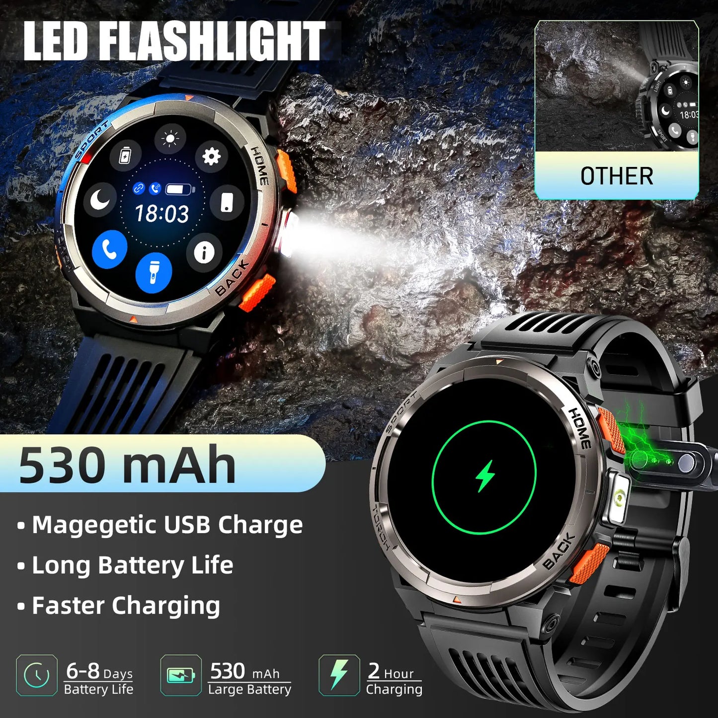 EIGIIS KE5 Smartwatch With Compass Barometer And Altitude 3ATM Waterproof
