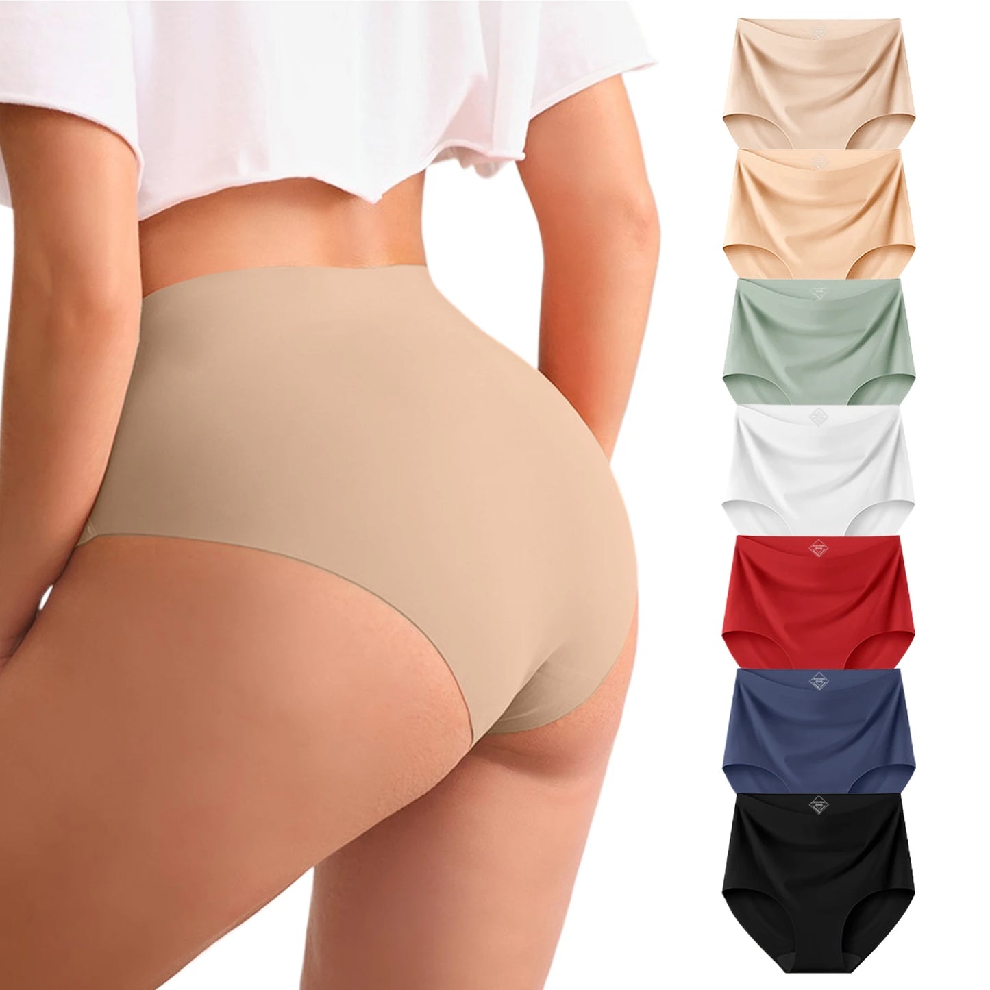 Women High Waist Seamless Underwear Breathable Comfort Briefs