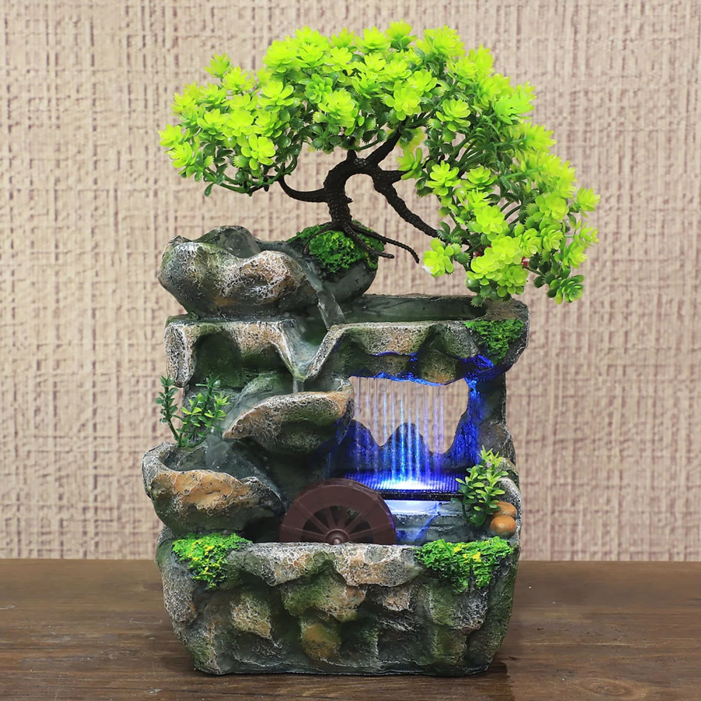 Indoor Room Fountain Waterfall Decor With LED Lighting Zen Meditation