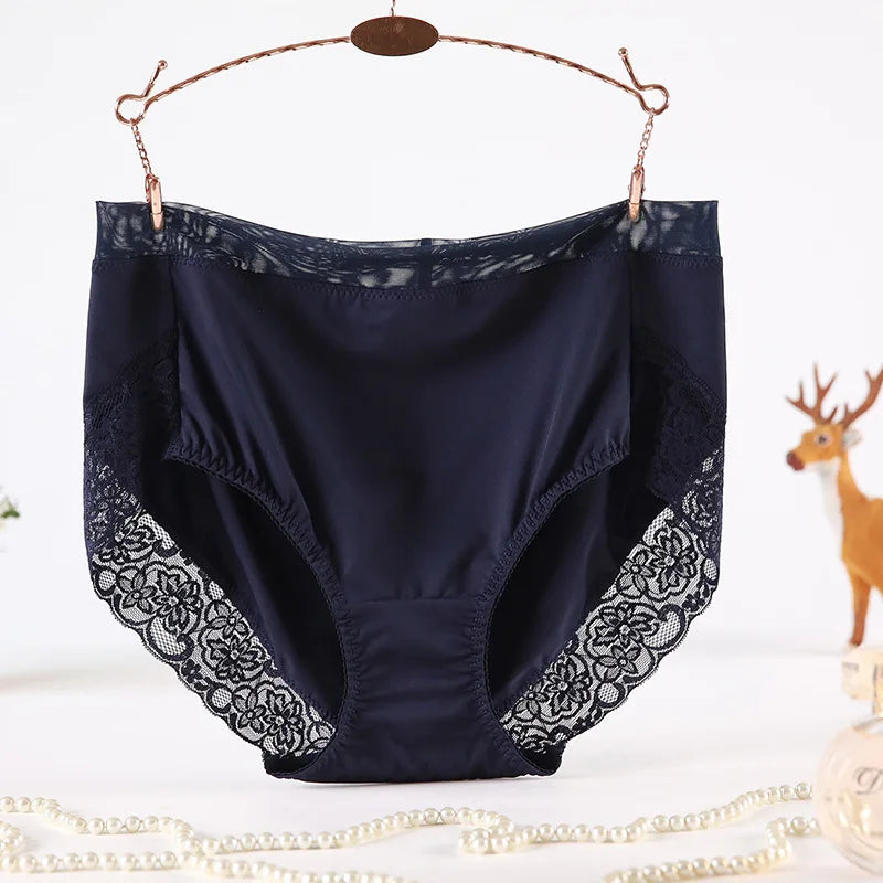 OYMQICH High Waist Lace Panties Milk Silk For Women