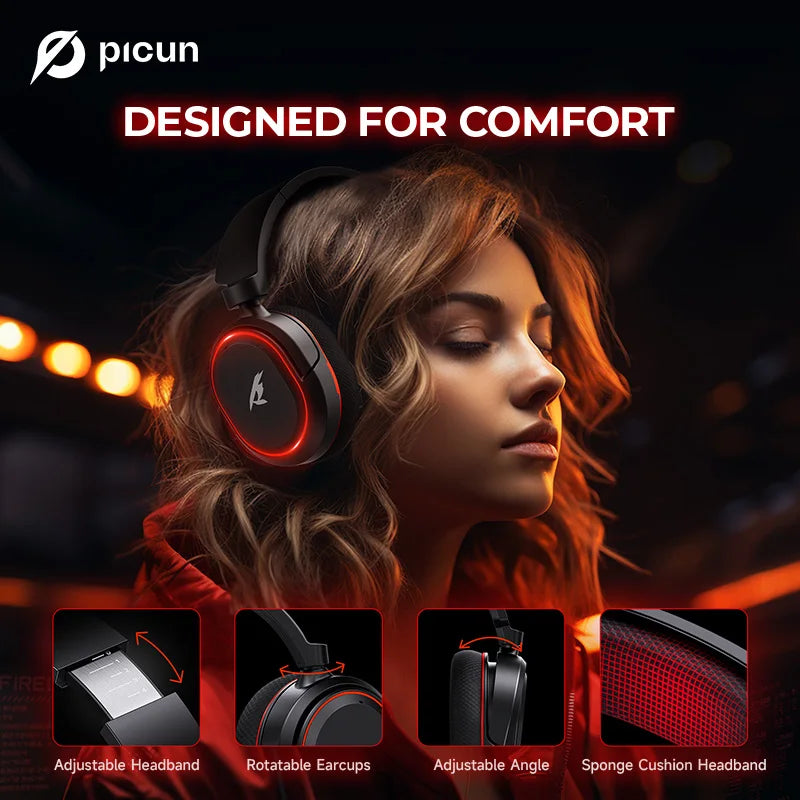 Picun 2 4G Wireless Gaming Headset With Low Latency