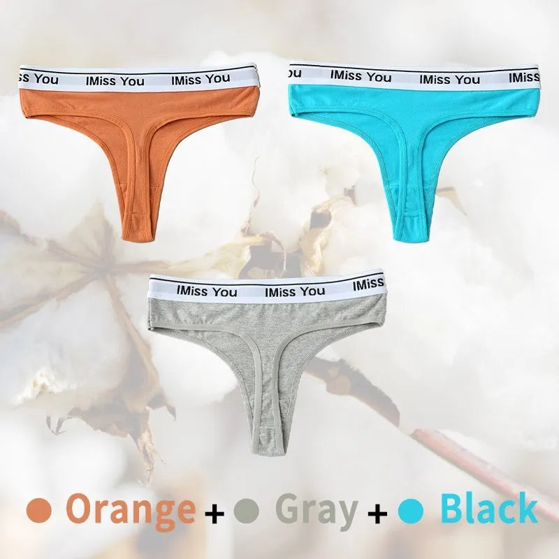 Cotton Women Thongs Low Rise Panties G String Tangas