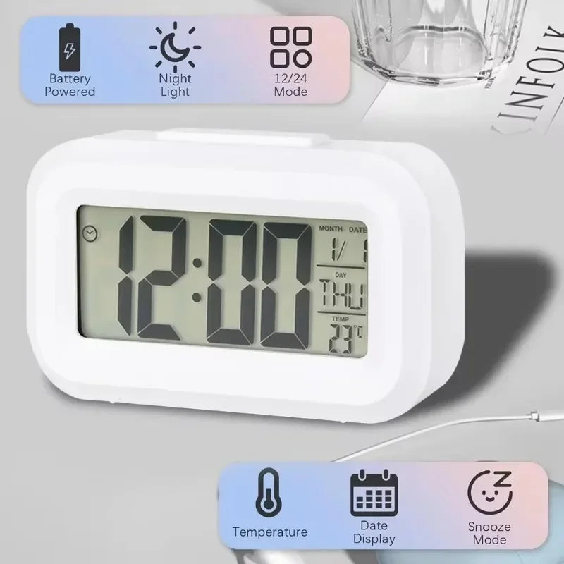 Digital Calendar Alarm Clock With LED Display For Desk