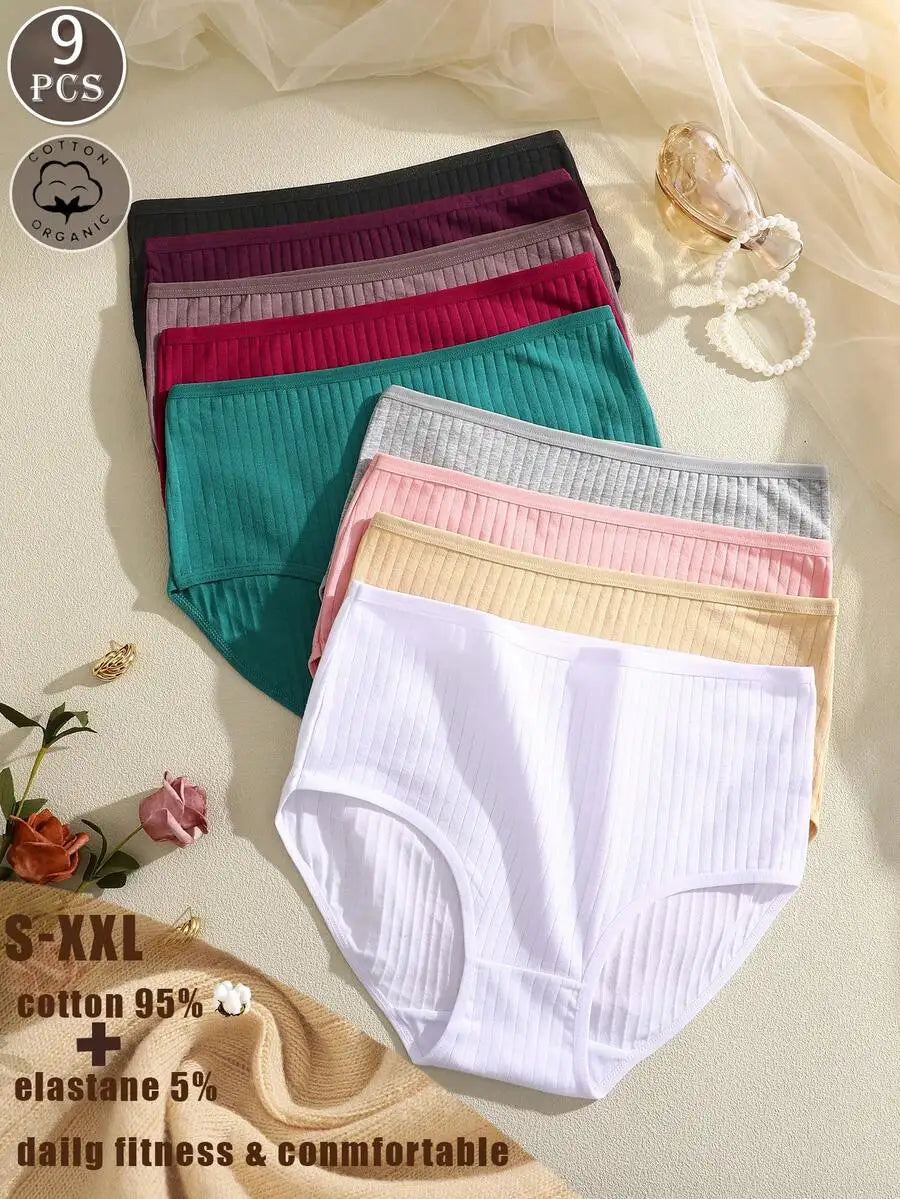 Womens 100 Percent Cotton Ribbed High Waist Briefs