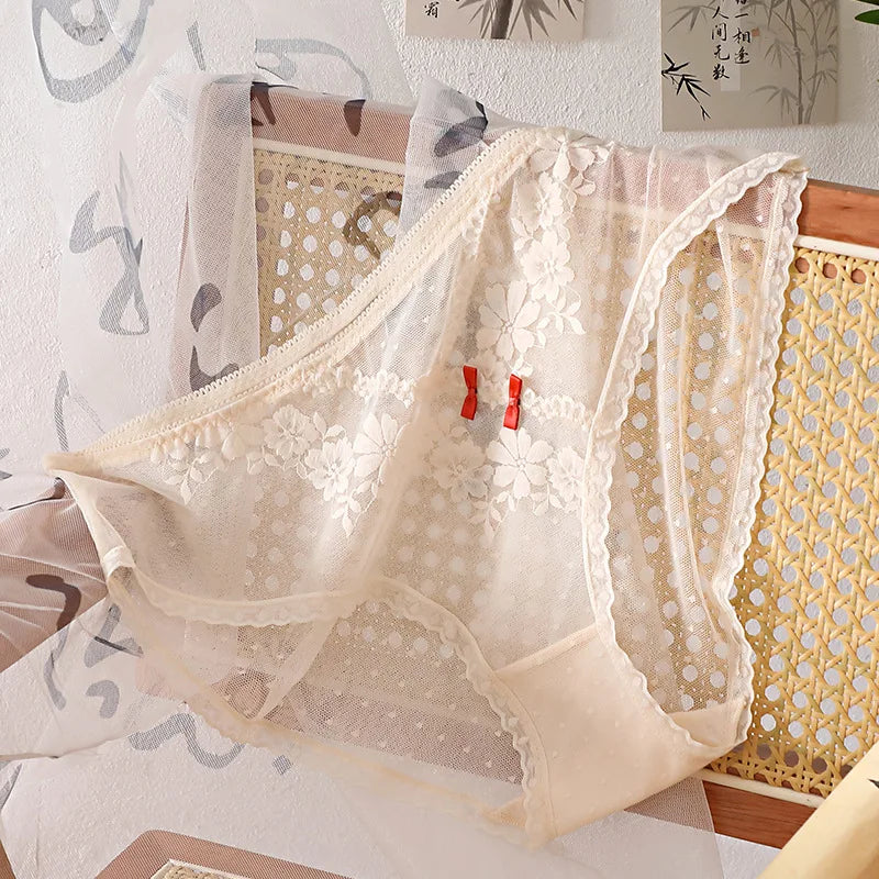 Gauze Translucent Lace Panties For Women Elastic Underwear
