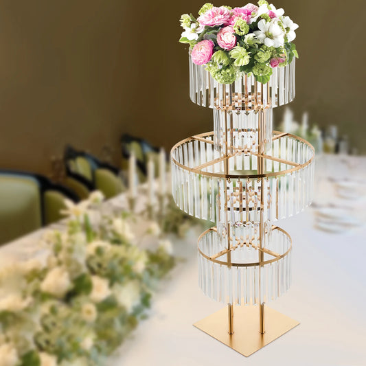 Five Tier Iron And Acrylic Wedding Centerpiece Stand