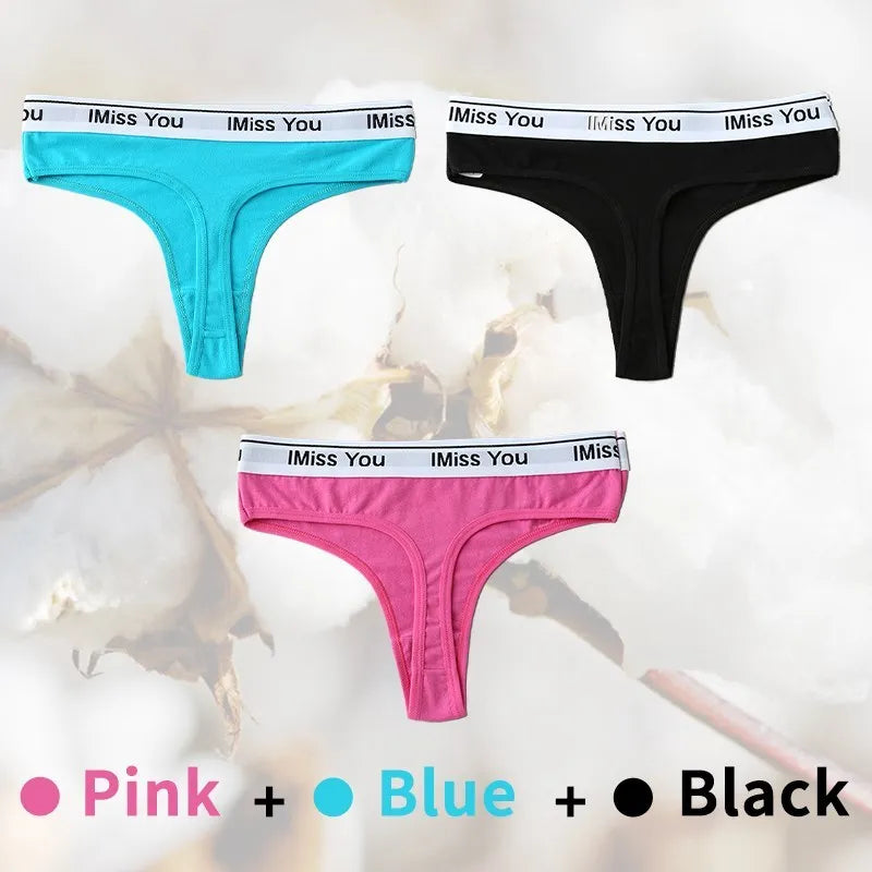 Cotton Women Thongs Low Rise Panties G String Tangas