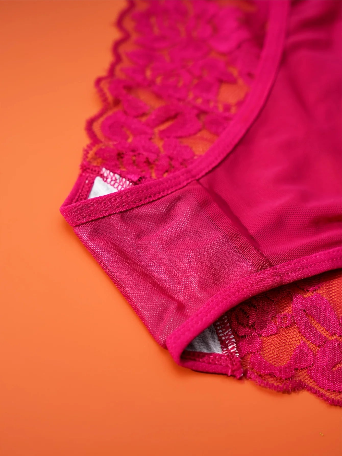 DORSU Floral Lace Panties Set With Cross Strap Semi Sheer