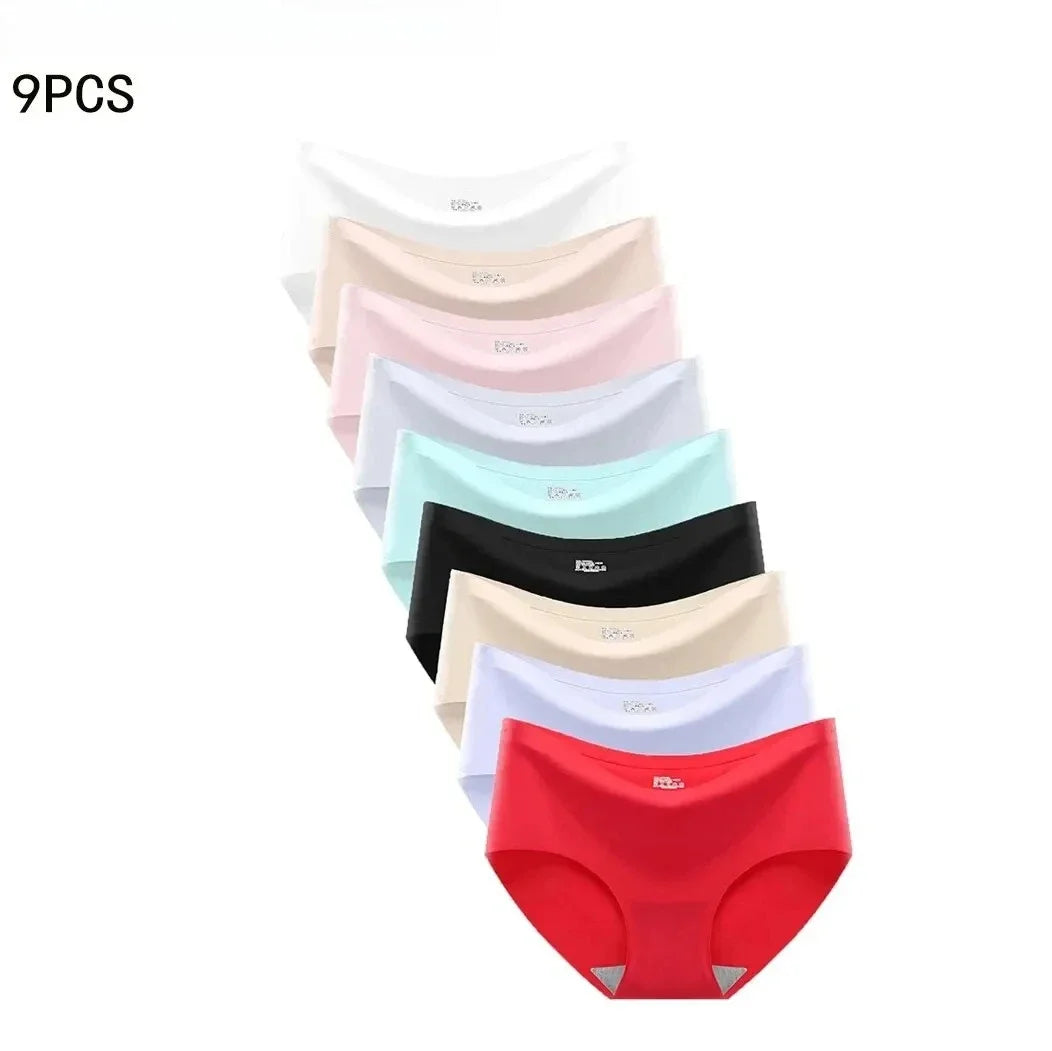 ATMDOG Seamless Womens Ice Silk Mid Waist Briefs 9 Pack