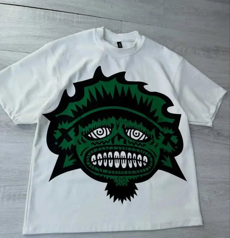 Harajuku Y2K Streetwear Mens Oversized Cartoon Print Tee