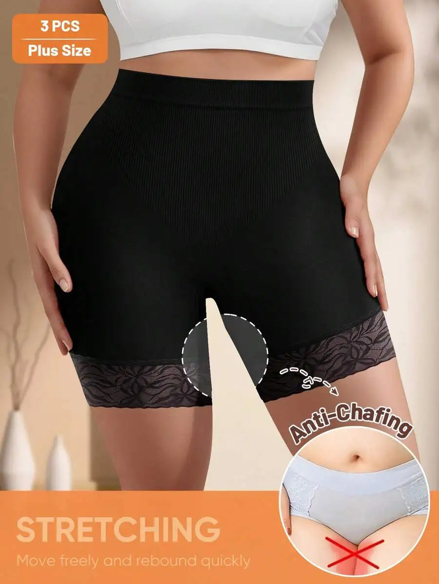 Polyester High Waist Lace Briefs Three Pack For Women