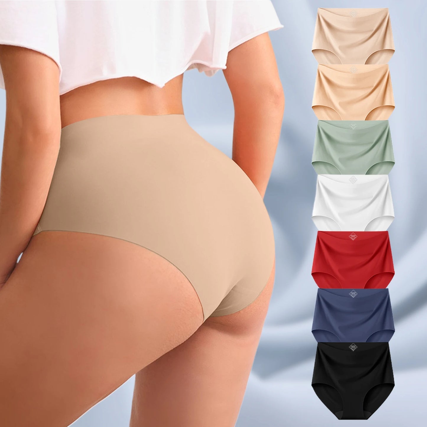 Women High Waist Seamless Underwear Breathable Comfort Briefs