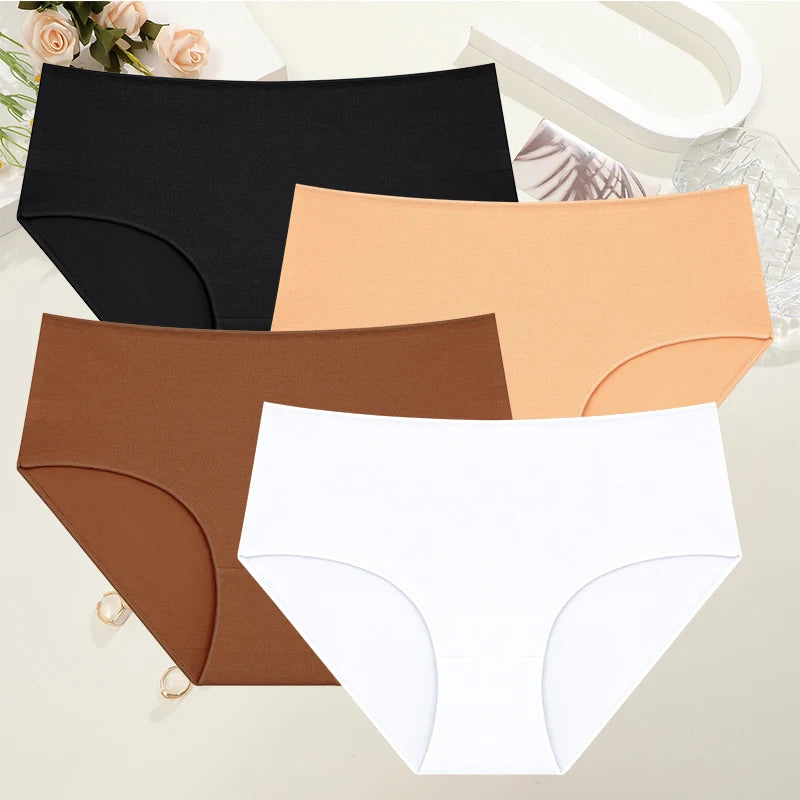 Comfort Cotton Panties Set Women High Waist Breathable Seamless Underwear