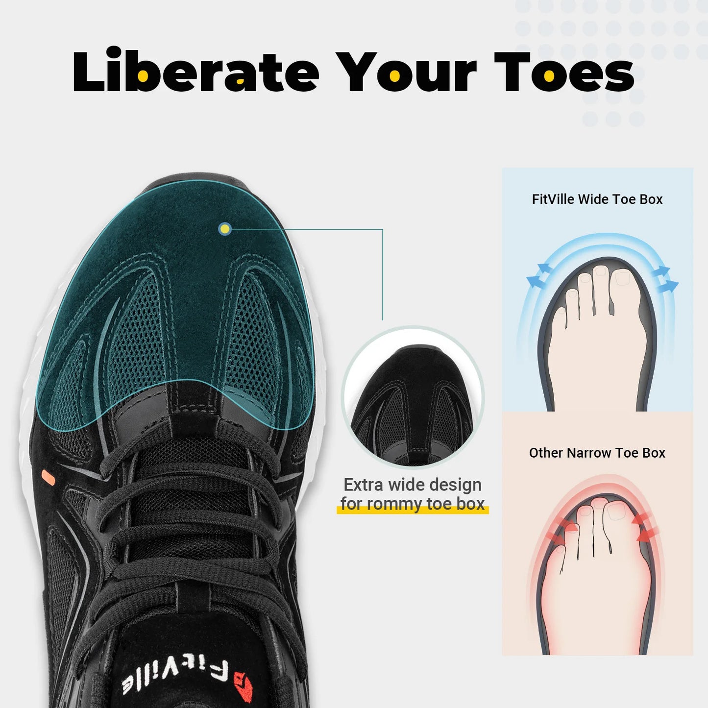 Fittington Men's Walking Shoes Extra Wide Non Slip Sneakers
