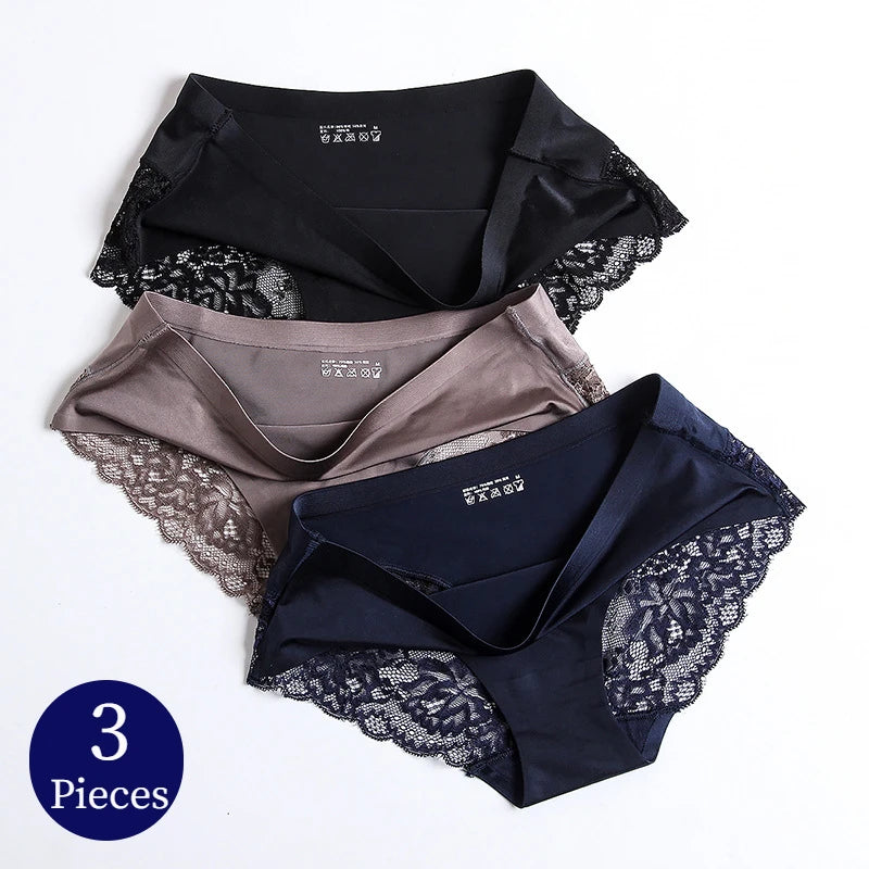 Women Lace Satin Panties Set Exquisite Soft Comfort