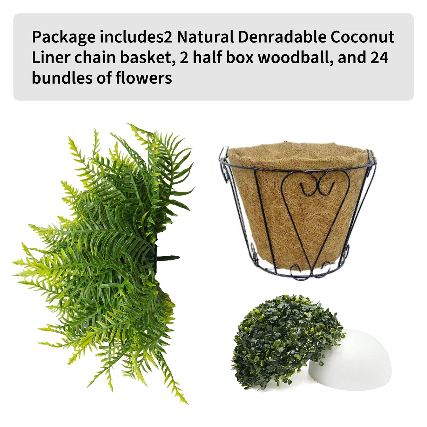 HiMISS 2 Pack Artificial Hanging Fern With Basket Outdoor Decor