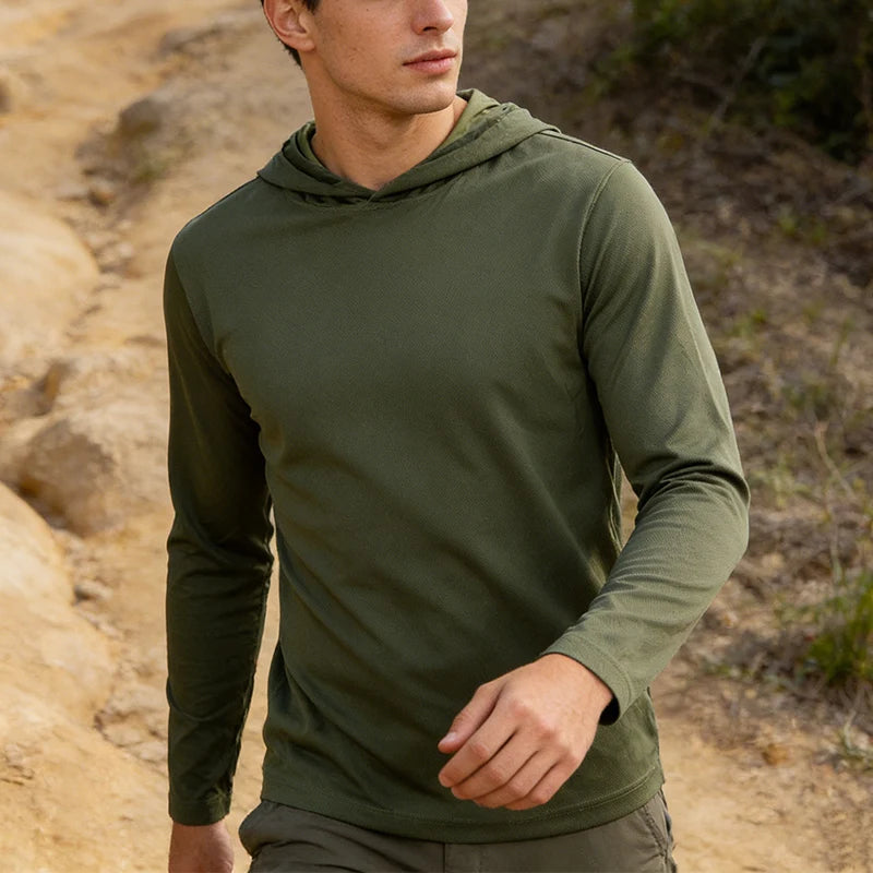 Men's Hooded Long Sleeve Sports Shirt Breathable Running