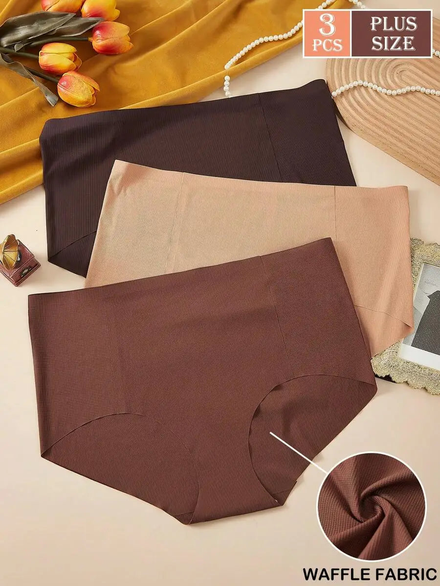 Seamless Ribbed Women Panties Breathable High Elastic Full Coverage