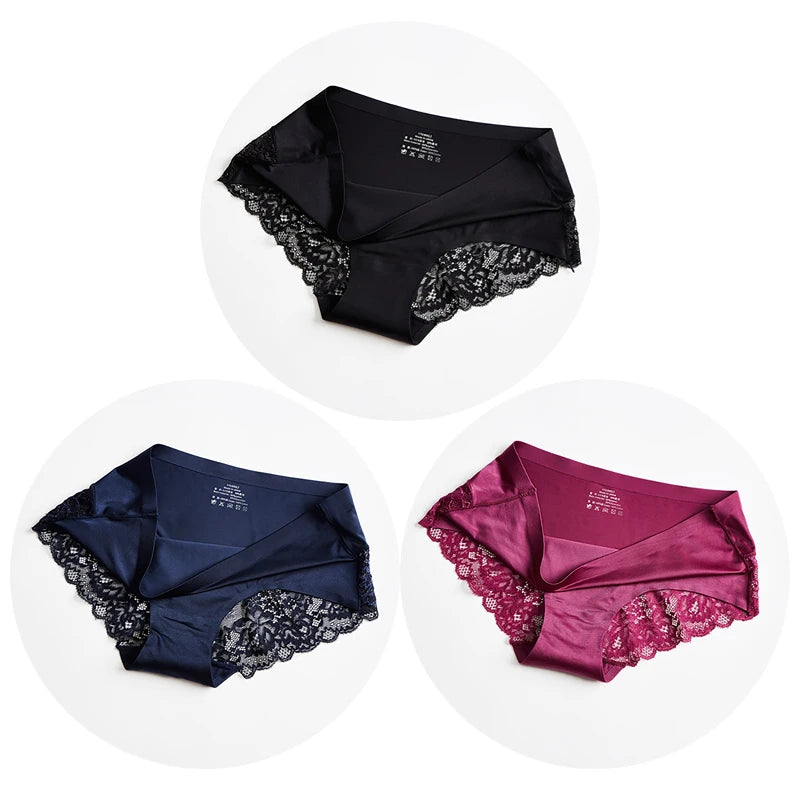 Women Lace Satin Panties Set Exquisite Soft Comfort