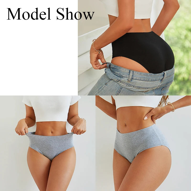 Comfort Cotton Panties Set Women High Waist Breathable Seamless Underwear