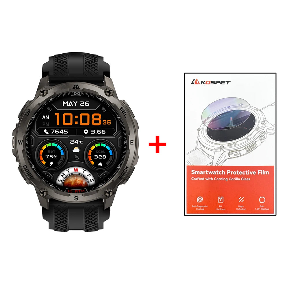 KOSPET Tank T4 Smart Watch 6Sat GPS Offline Maps 10ATM For Men
