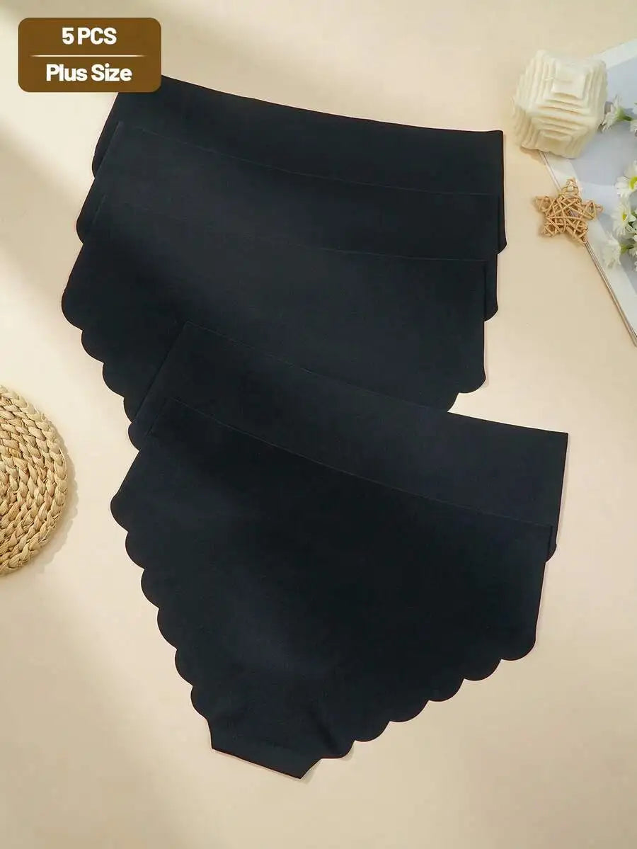 Breathable Ice Silk Briefs For Women With Scallop Trim