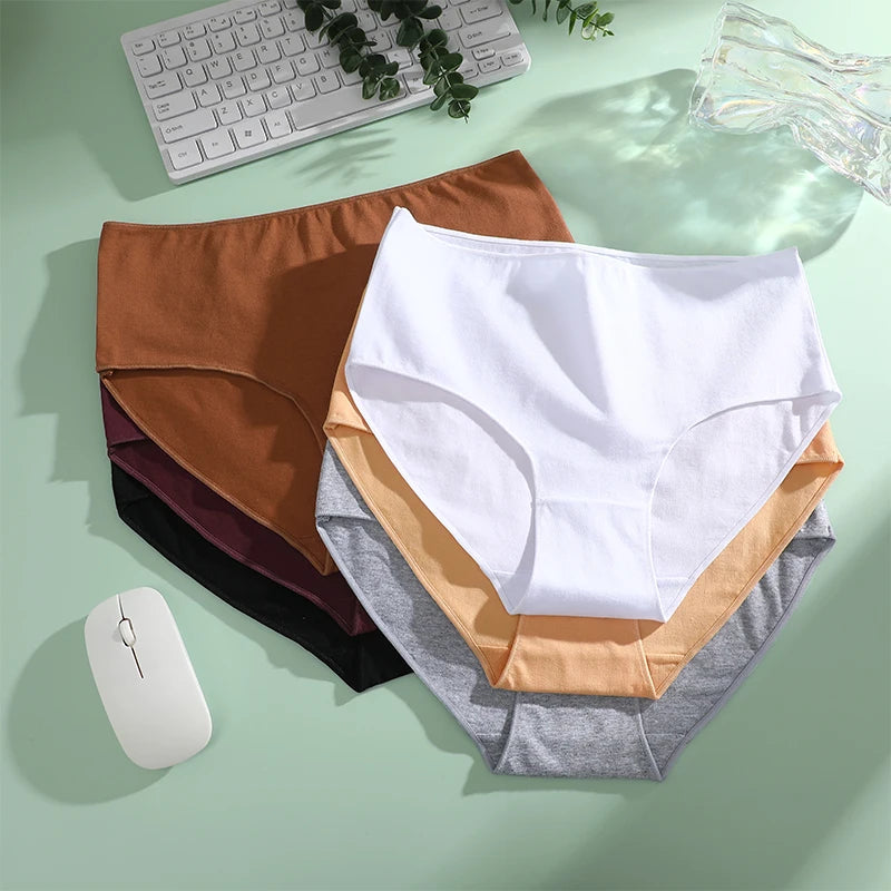 Comfort Cotton Panties Set Women High Waist Breathable Seamless Underwear