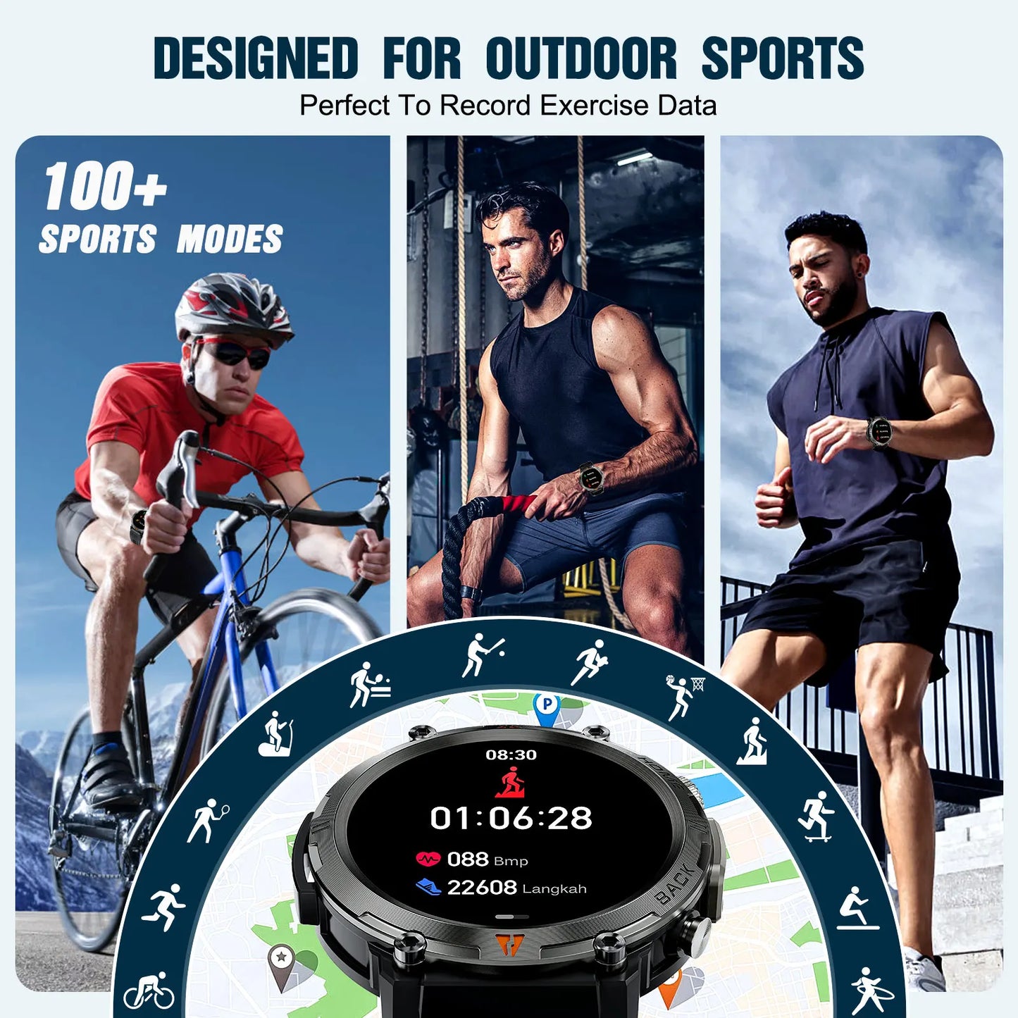 LaNikar KE3 Smartwatch Bluetooth Call Health Monitor For iOS Android