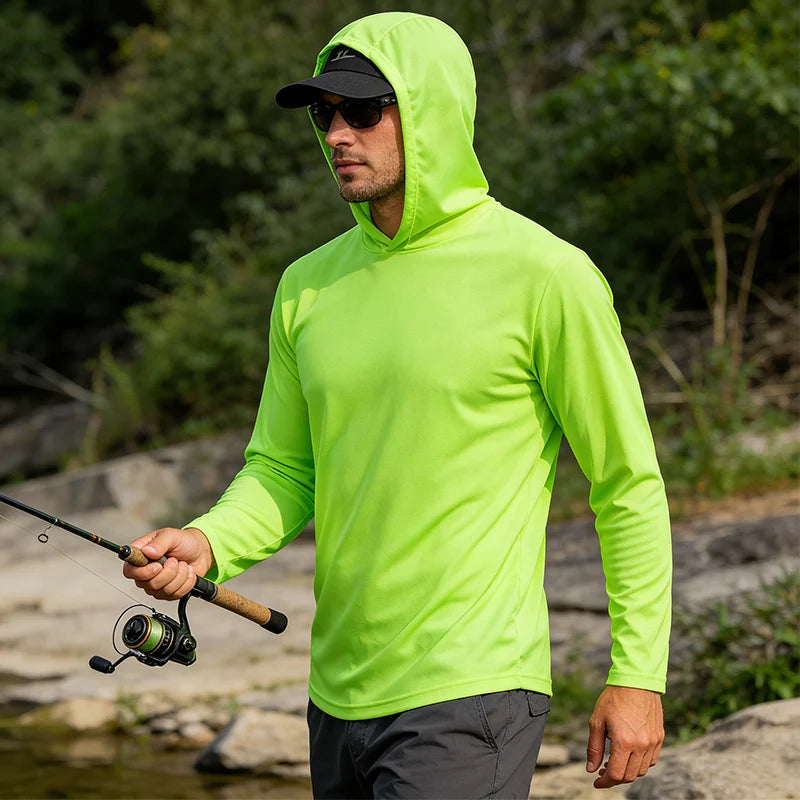 Mens Hooded Quick Dry Polyester Shirt Breathable Apparel