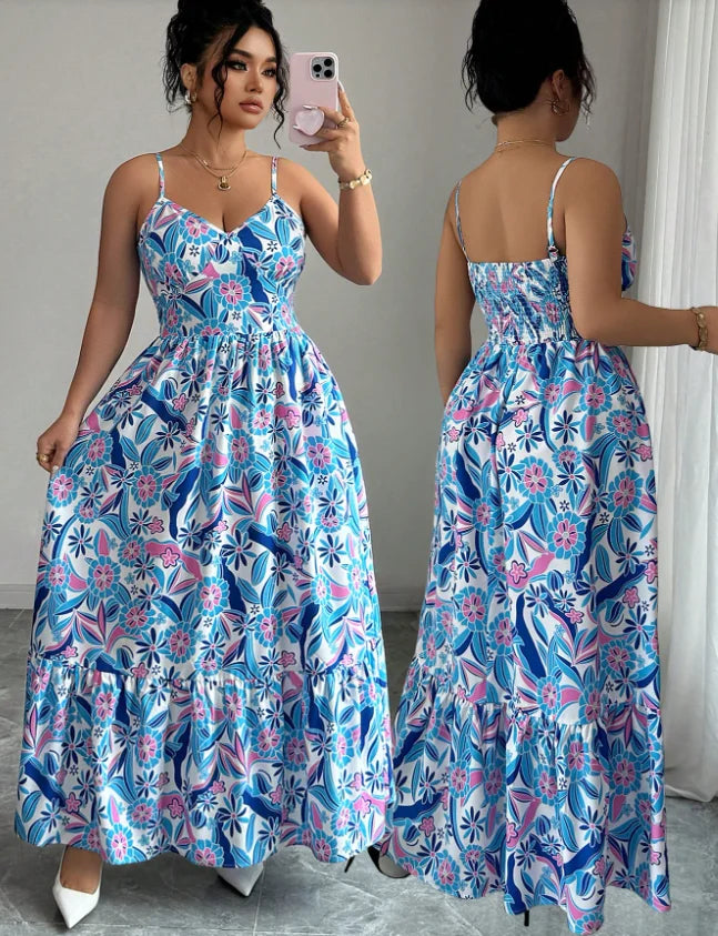 Floral Camisole Dress For Daily Elegant Commute Soft Polyester