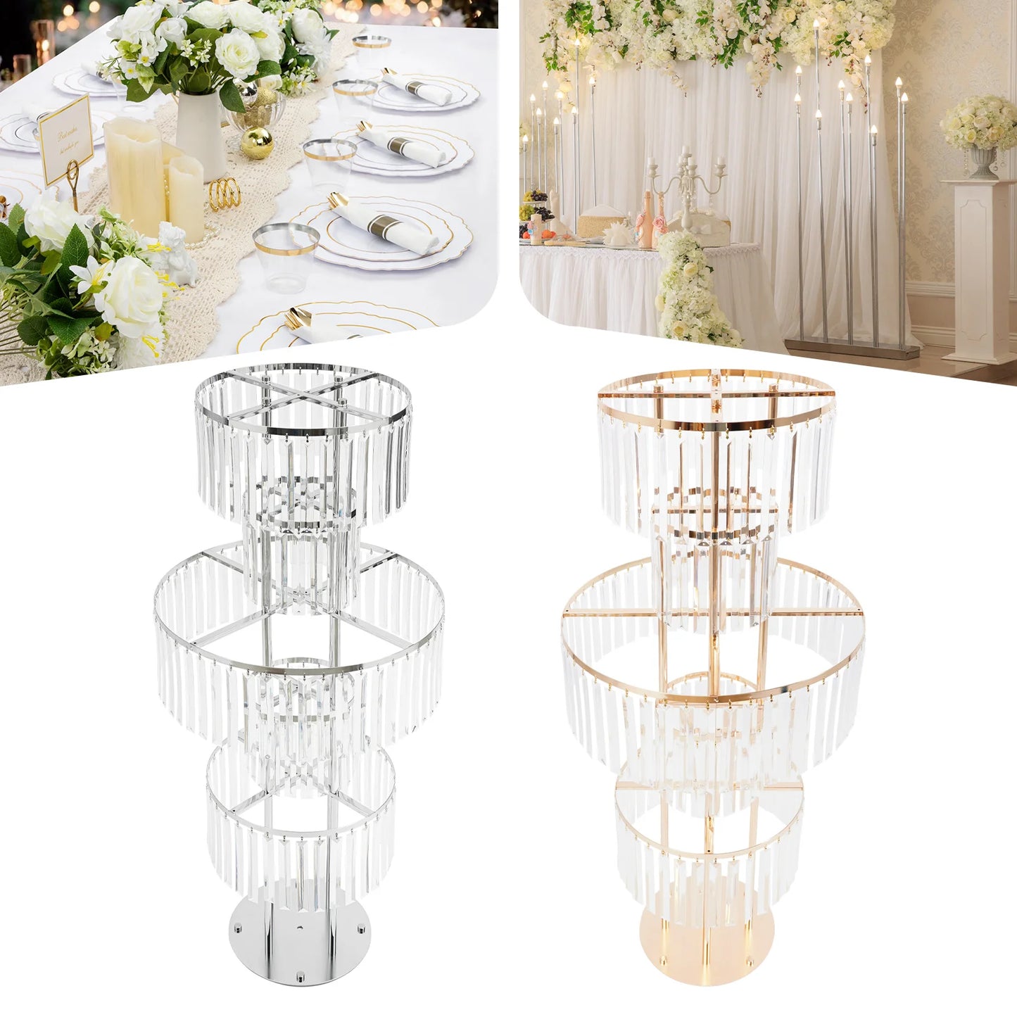 Five Tier Iron And Acrylic Wedding Centerpiece Stand