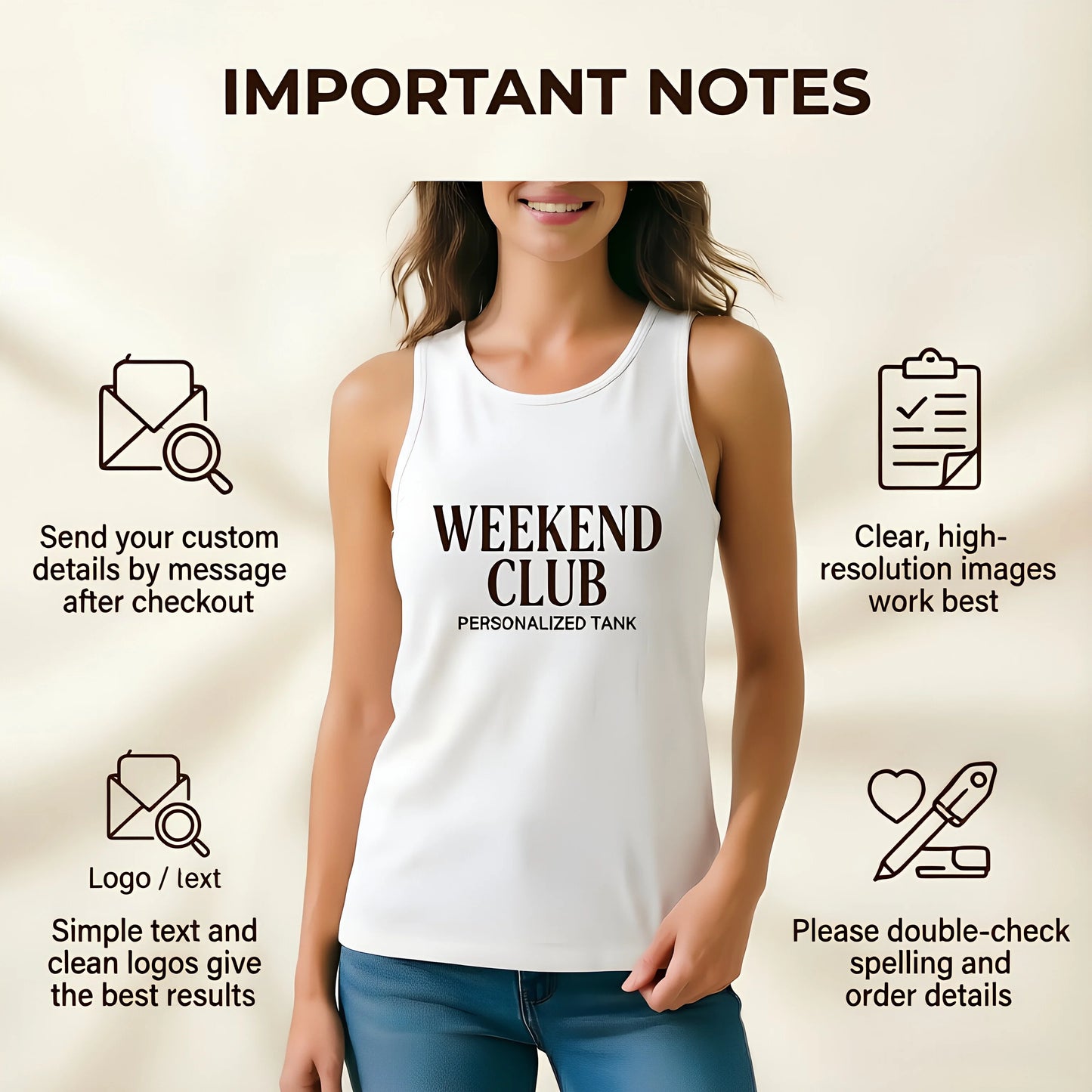 Personalized Women's Tank Top With Photo Logo Text