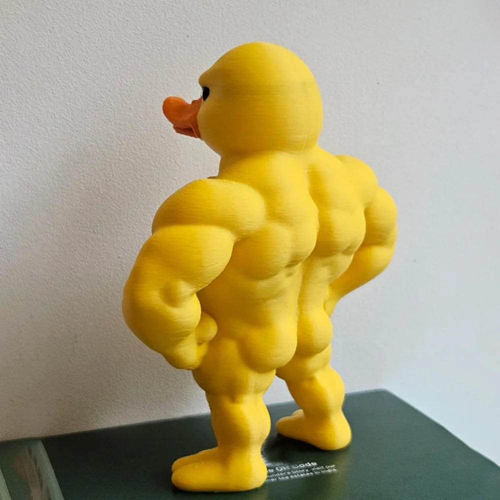 Muscle Duck Statue 3D Desktop Decor Whimsical Figurine