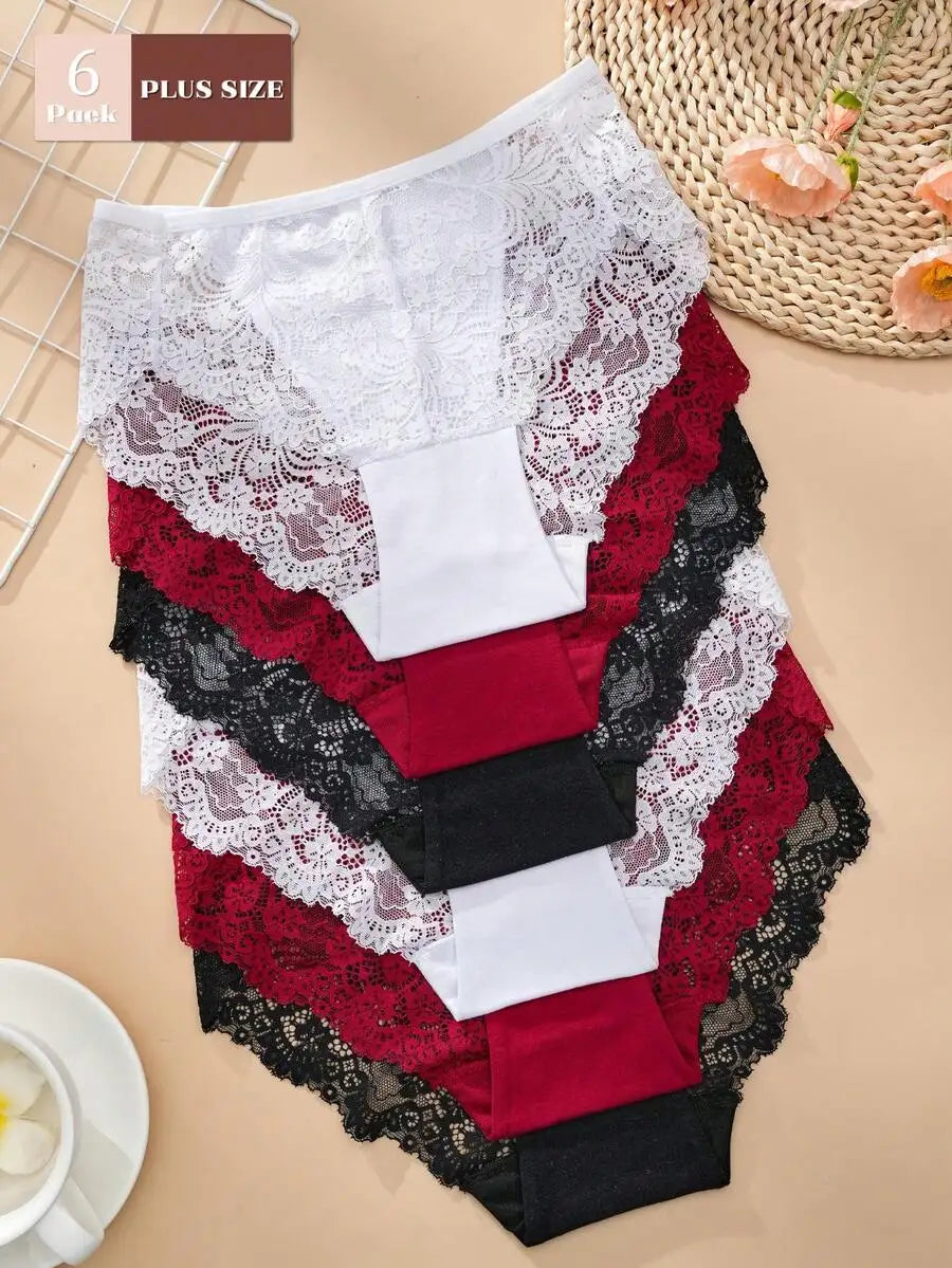 Plus Size Women Lace Panties Comfortable Soft Briefs