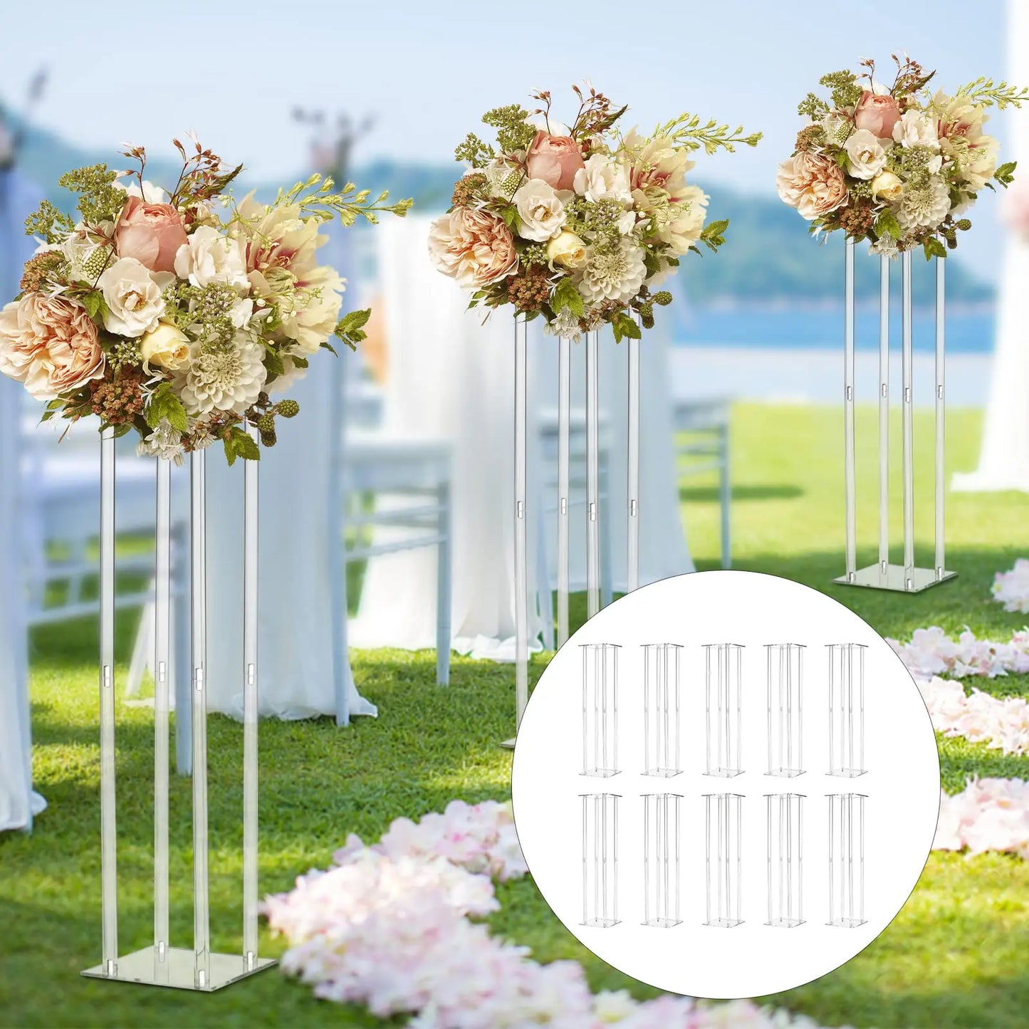 Acrylic Vase Column Stand Centerpiece For Weddings