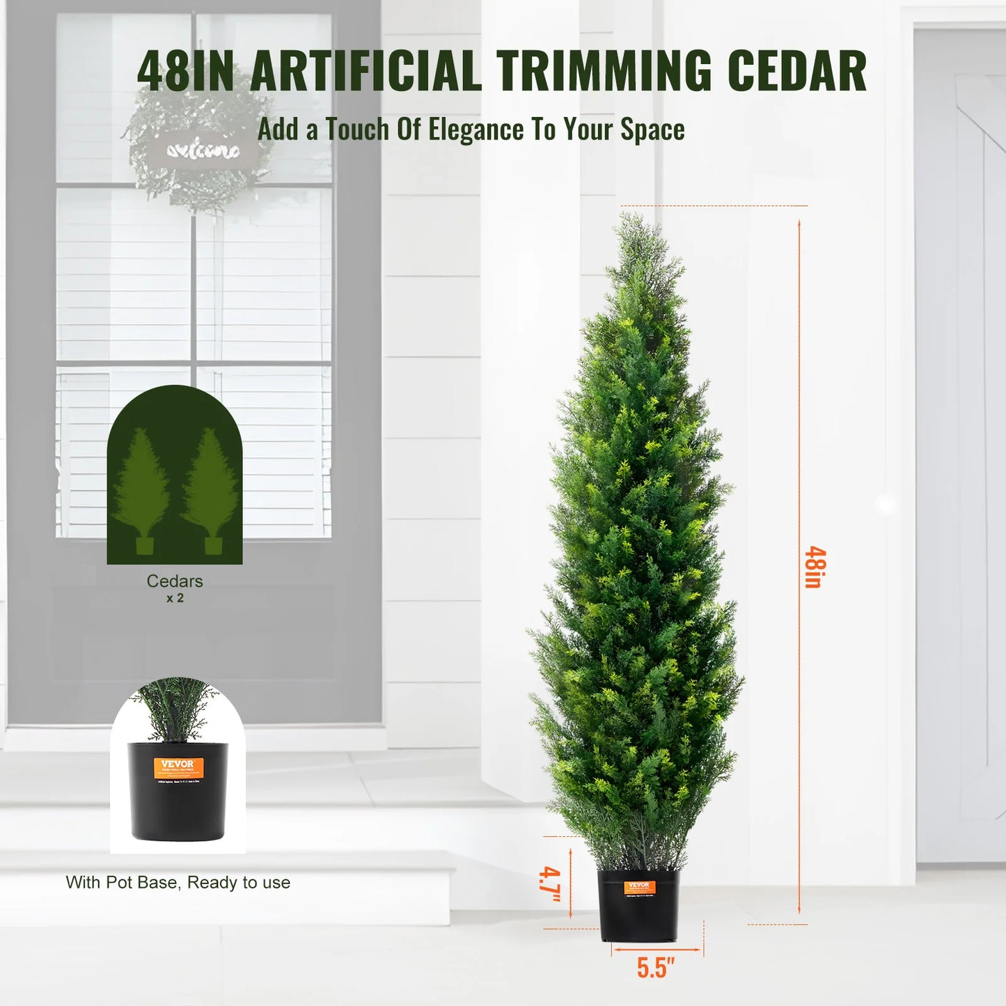 SucceBuy Artificial Cedar Topiary Tree For Home Decor Outdoor