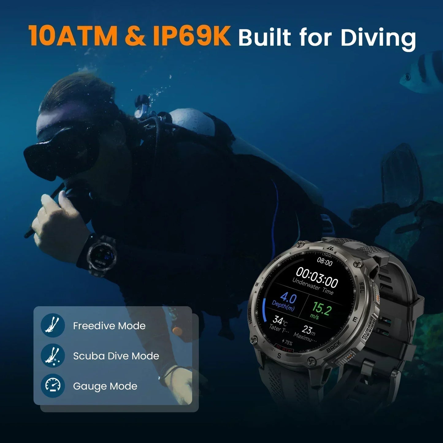 KOSPET Tank T4 Smart Watch 6Sat GPS Offline Maps 10ATM For Men