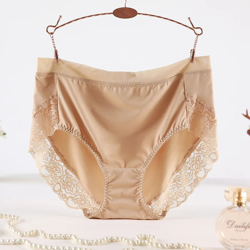 OYMQICH High Waist Lace Panties Milk Silk For Women