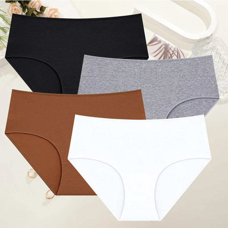 Comfort Cotton Panties Set Women High Waist Breathable Seamless Underwear