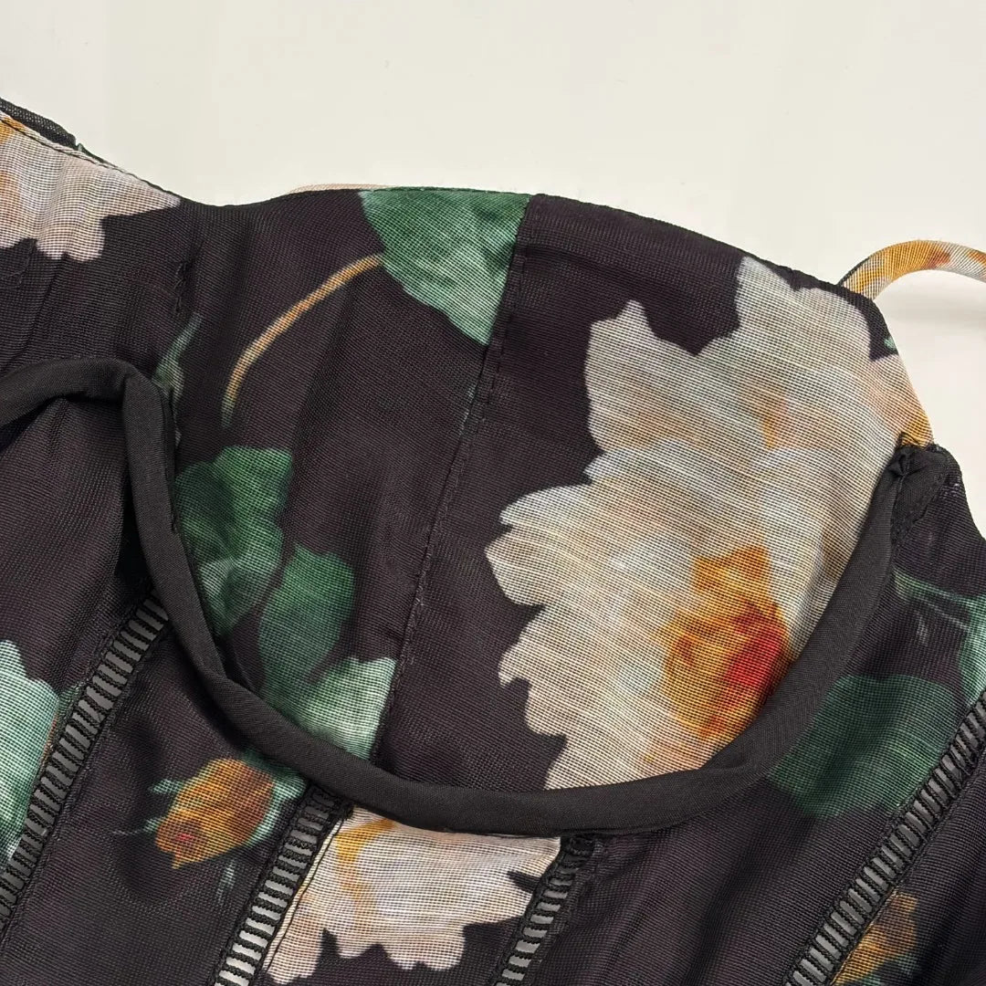 Summer Floral Print Midi Dress For Women Sleeveless