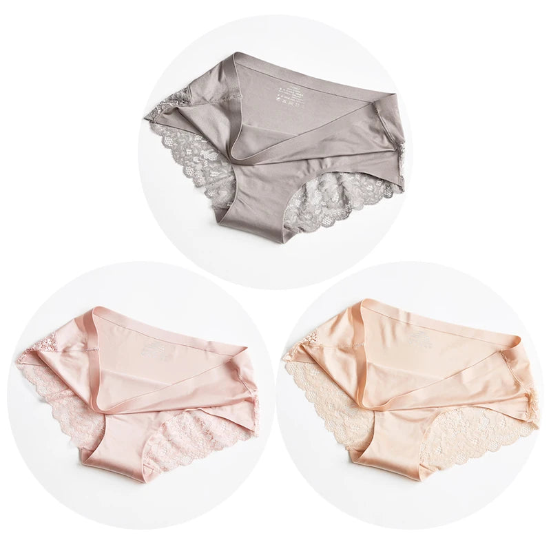 Women Lace Satin Panties Set Exquisite Soft Comfort