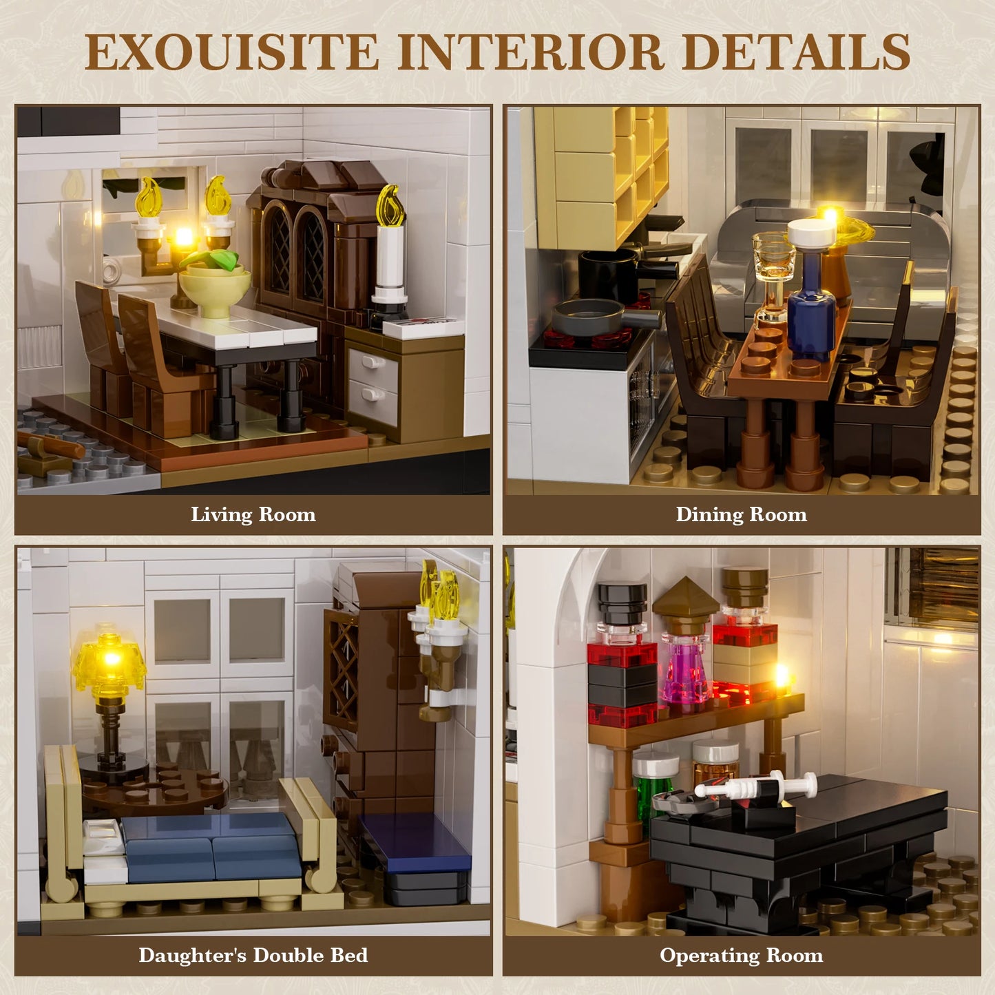 Owens House Building Set With LED Light Decor Model Gift