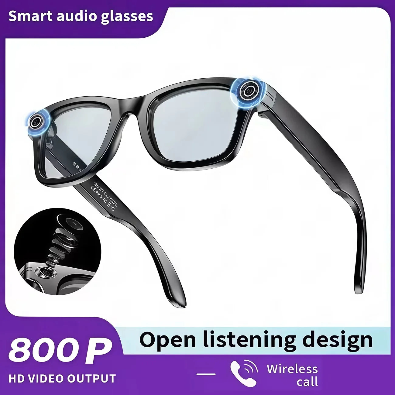 Giinova AI Smart Video Glasses With 8MP Camera Capabilities